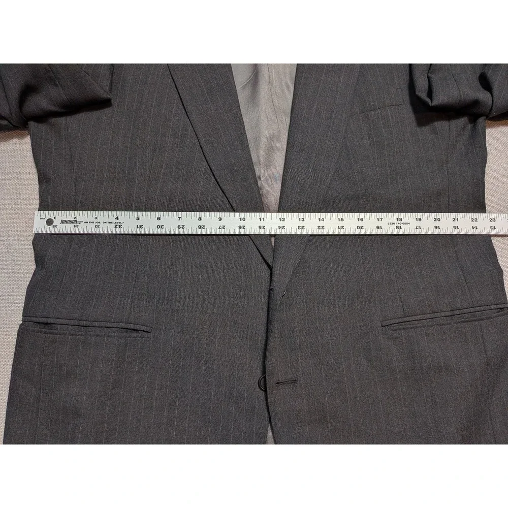 C&R Clothiers Men's 46L 2 Piece Suit Gray Pinstripe Wool Union USA Made Vintage